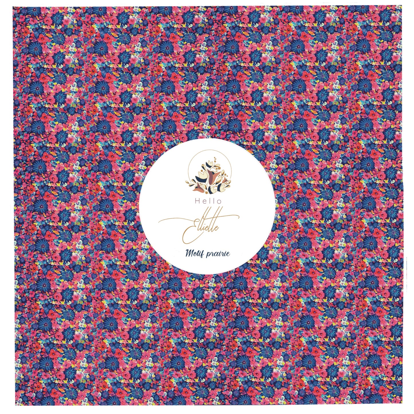 Motif fleurs bleues prairie