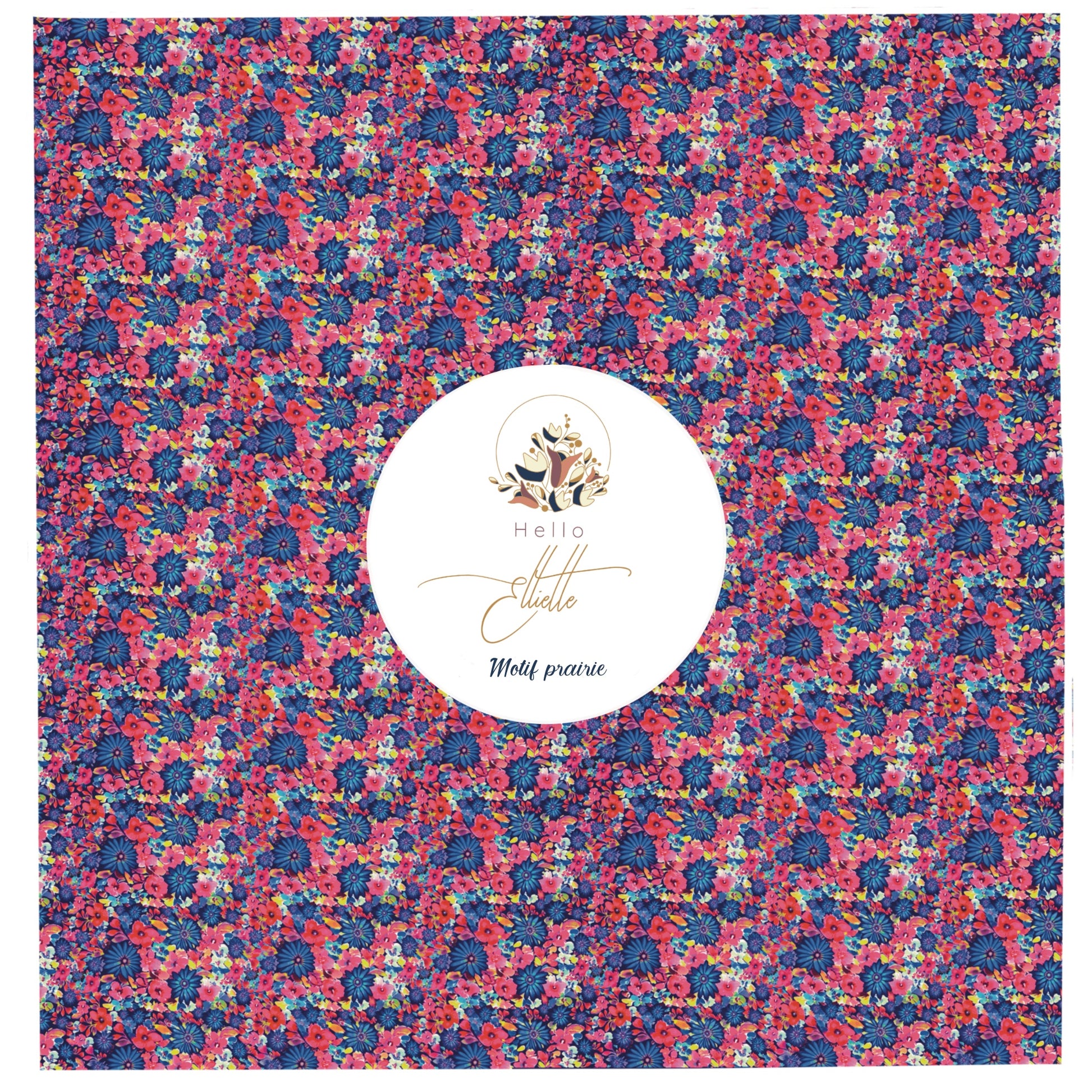 Motif fleurs bleues prairie