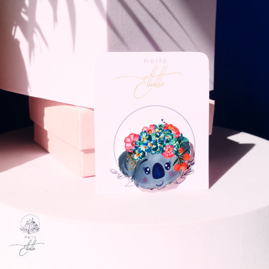 Pins Koala Fleuri Aquarelle – Bijou Artisanal